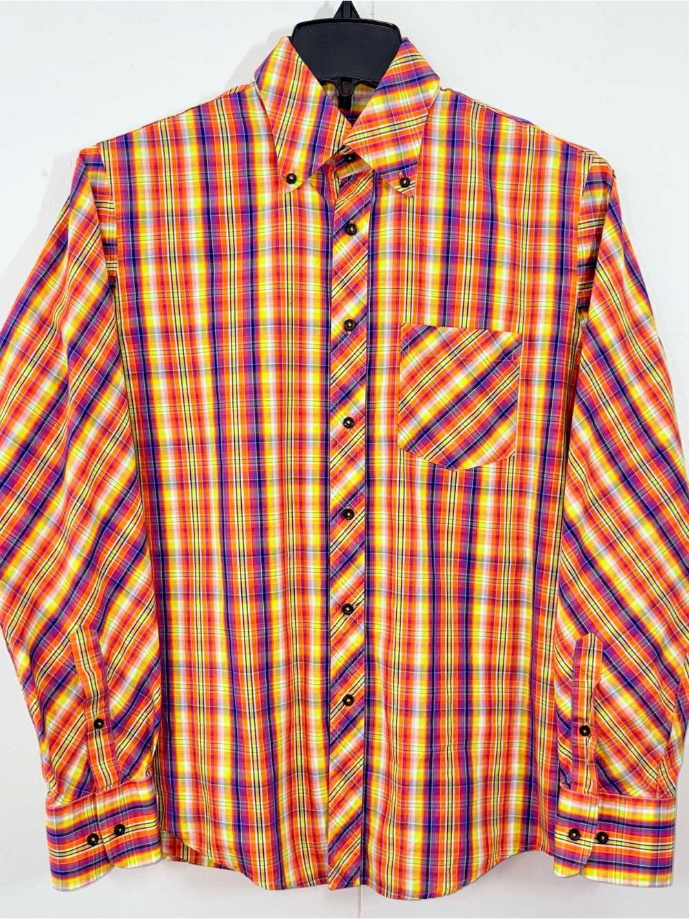 Ben Sherman Special Brew Men L Multicolor Plaid Long Sleeve Button Down Shirt